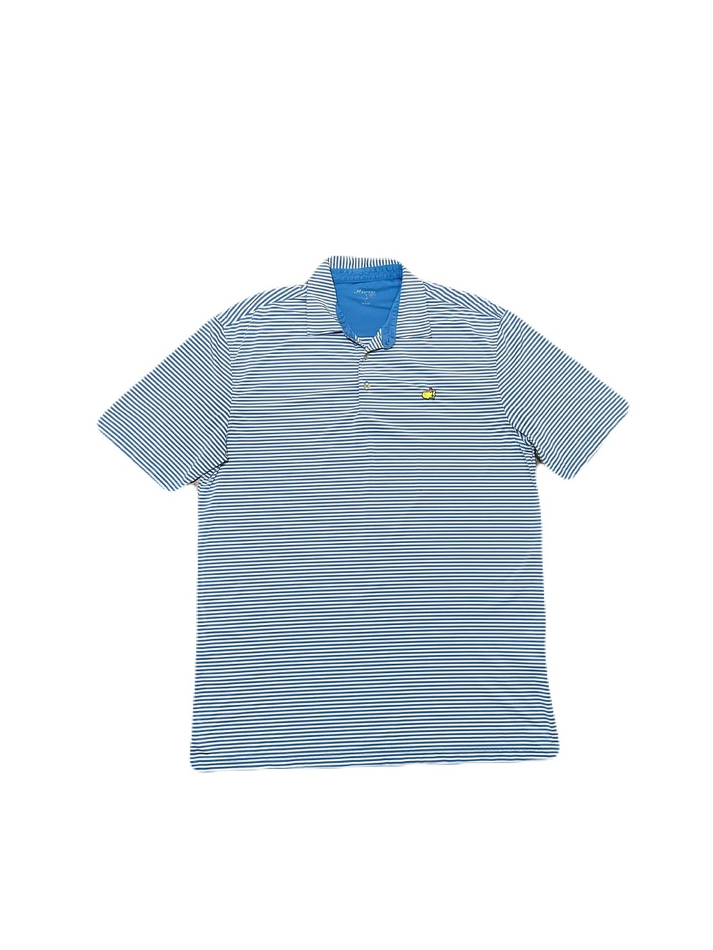 Masters Tech Polo Shirt Mens Large Blue Stripe Golf Casual Performance